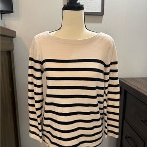 LOFT Ivory and Black Knit Top 100% Cotton